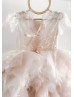 Lace Tulle Ruffled Sheer Back Flower Girl Dress